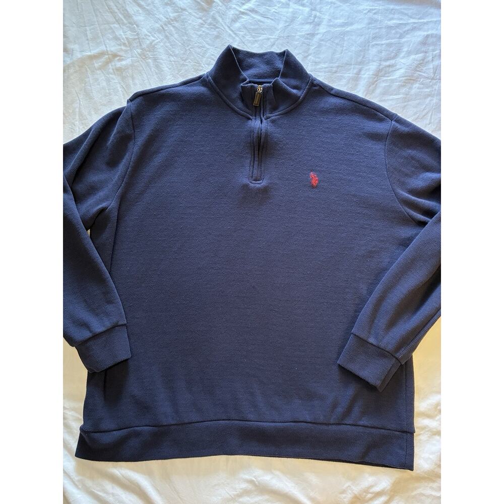 U.S. Polo Assn. Mens Big & Tall 3XL‎ Navy Blue Quarter Zip Pullover Sweatshirt
